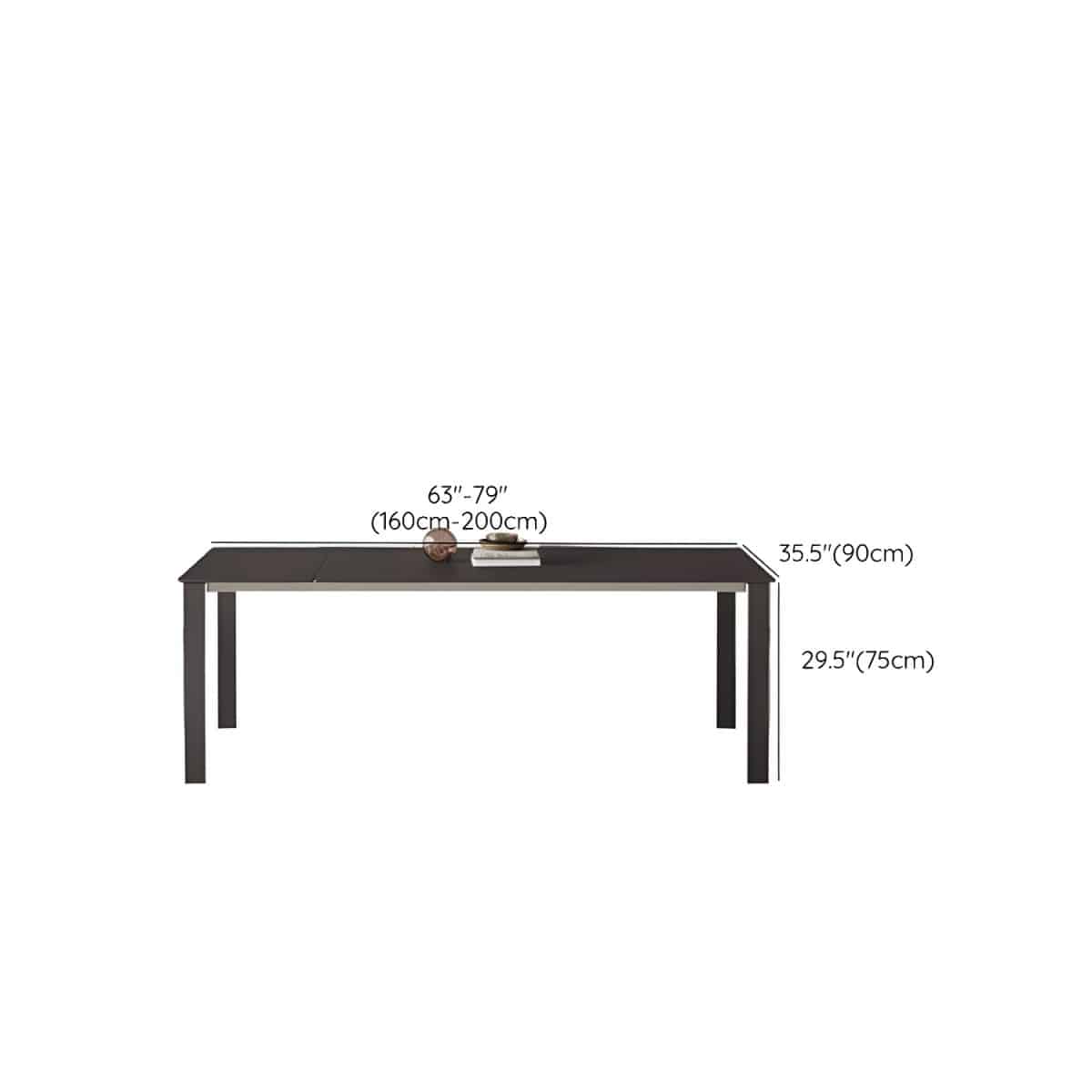 Rectangular black stone modern dining table with black metal legs – OVeee