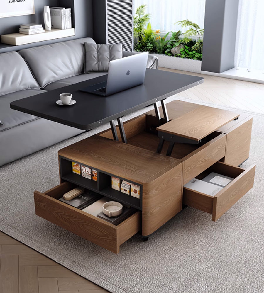 Multi-functional elevated coffee table can be turned into a dining ...