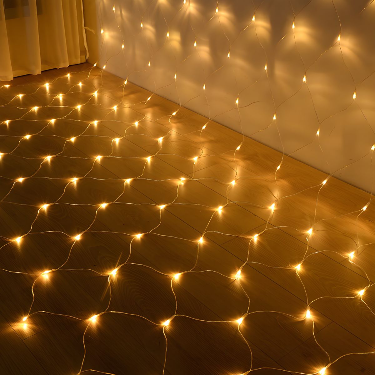 Modular String Led Lights 9.8ft Contemporary Fishnet Solar Powered String Light Courtyard LED ...
