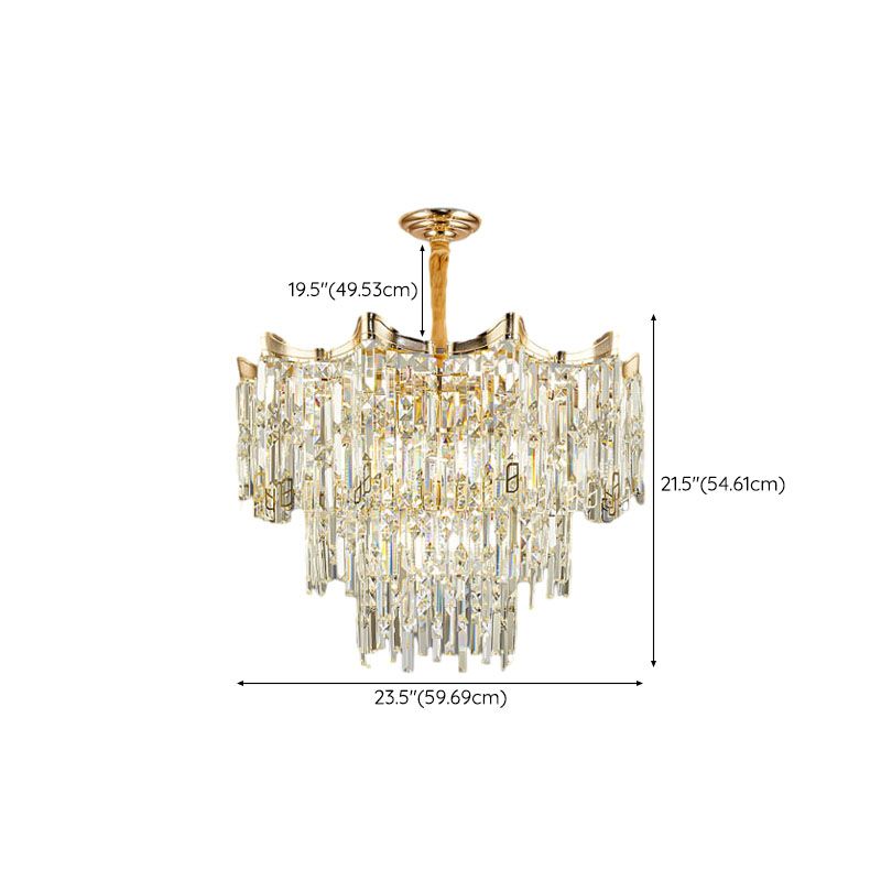 Modern Tiered Crystal Multiple Lights Gold Living Room Ceiling ...