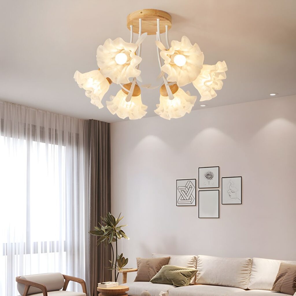 Multiple Light Geometric Glass Shade Modern Living Room Semi Flush ...