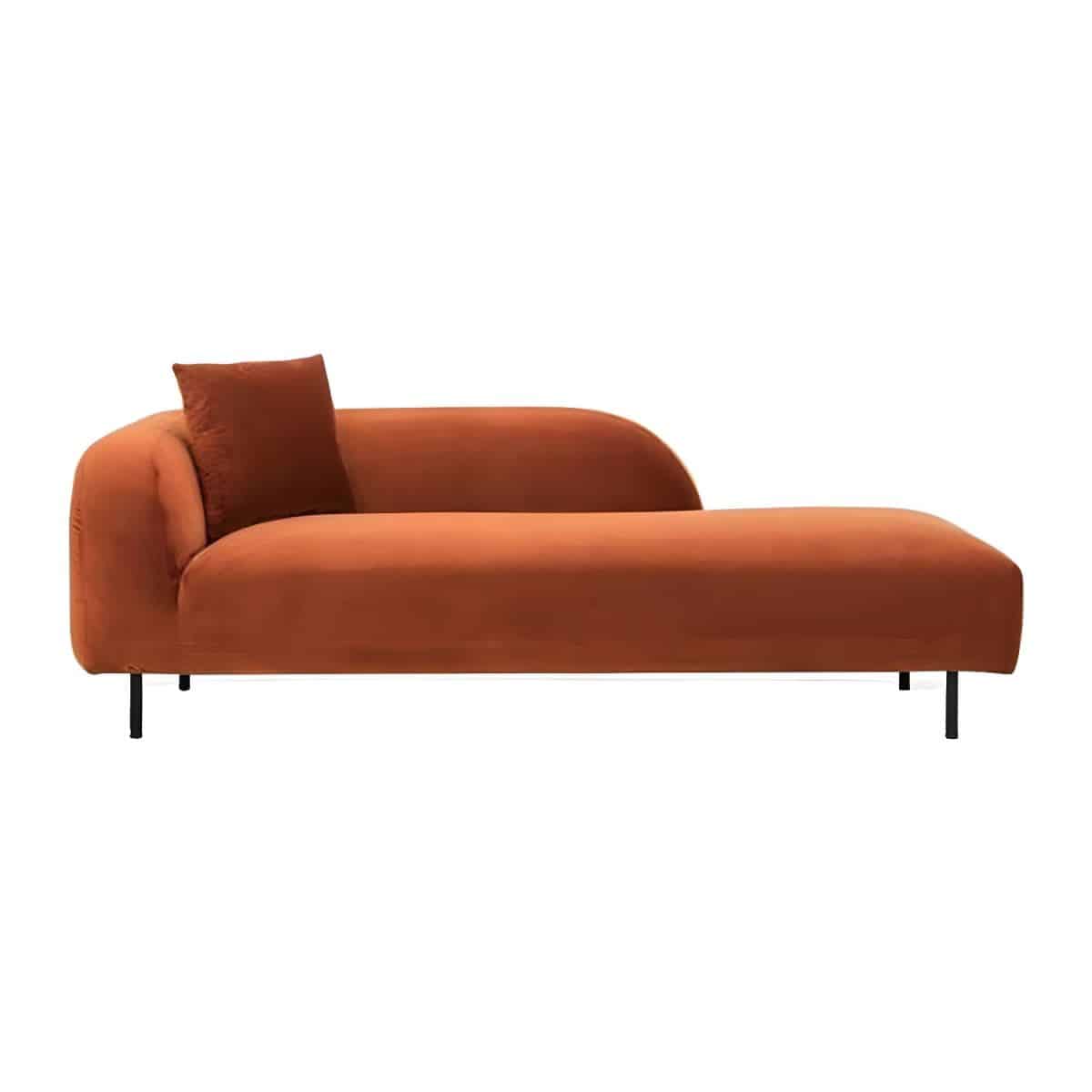 Modern Living Room Velvet Chaise Upholstered Chaise Lounge with Wooden ...