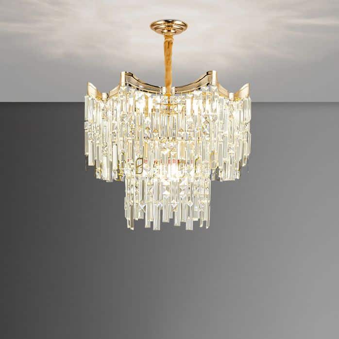 Modern Tiered Crystal Multiple Lights Gold Living Room Ceiling ...