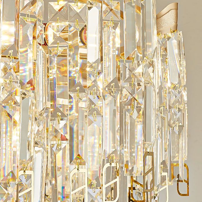 Modern Tiered Crystal Multiple Lights Gold Living Room Ceiling ...