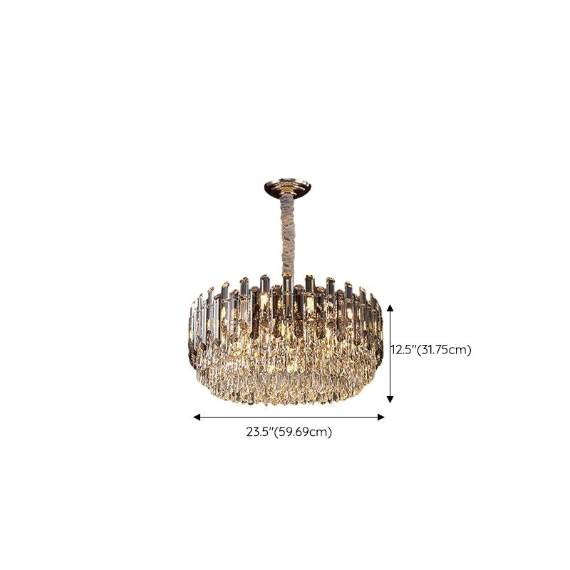 Tiered Clear Crystal Contemporary Multiple Lights Gold Metal Chandelier ...