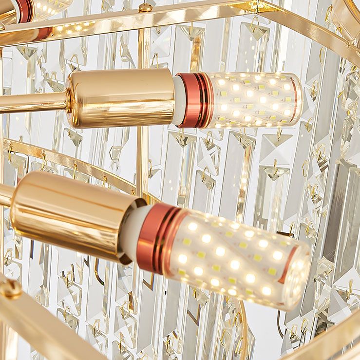 Modern Tiered Crystal Multiple Lights Gold Living Room Ceiling ...