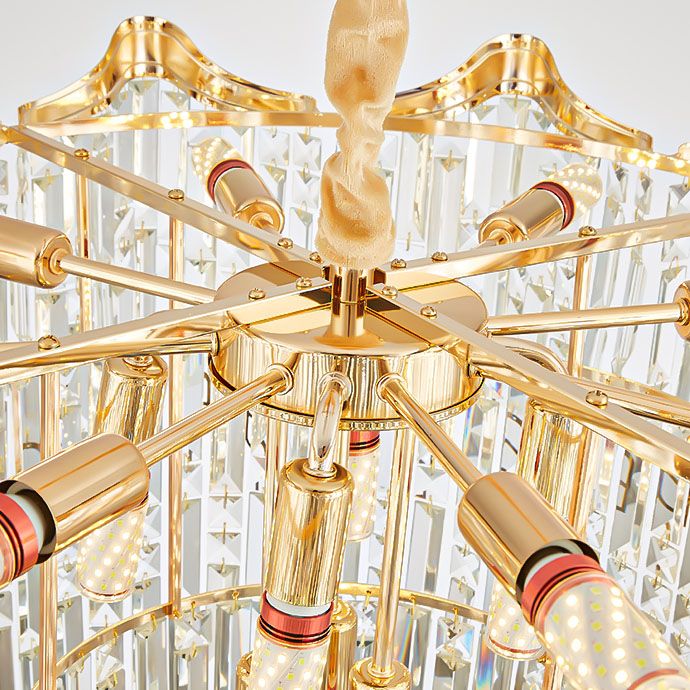 Modern Tiered Crystal Multiple Lights Gold Living Room Ceiling ...