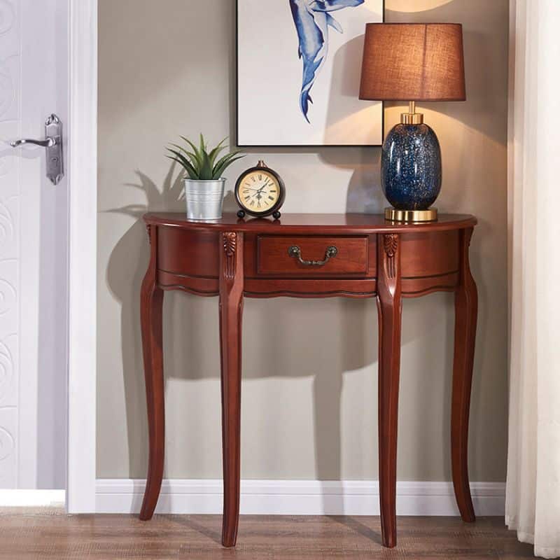 Retro Natural Wood Half Circle Console Stands 1 Piece with 1 Drawer ...